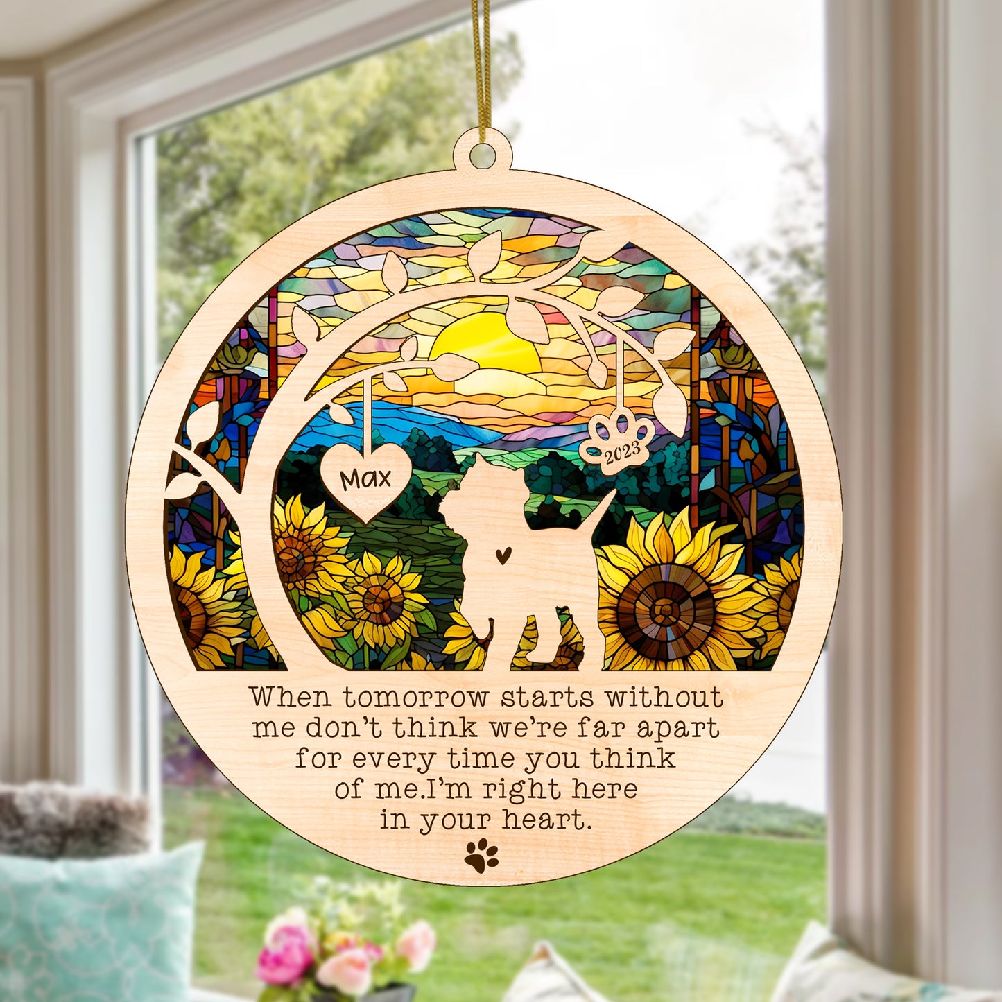 Netecom Personalized West Highland White Terrier Dog Memorial Suncatcher, Christmas Ornament with Name Date, Pet Loss Sun Catcher, Dog Memorial Ornament, Bereavement Sympathy Gift for Dog Lovers