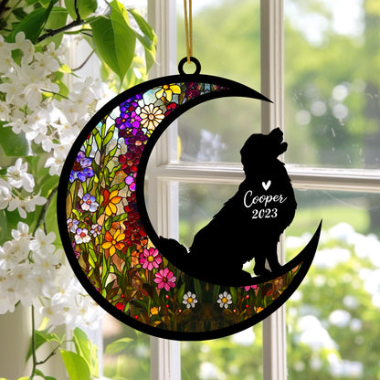 Netecom Golden Retriever Dog Memorial Suncatcher, Personalized with Name Date Dog Suncatcher, Pet Loss Suncatcher, Bereavement Gift, Dog Remembrance Gift, Loss of Pet Sympathy Gifs Dog Lovers
