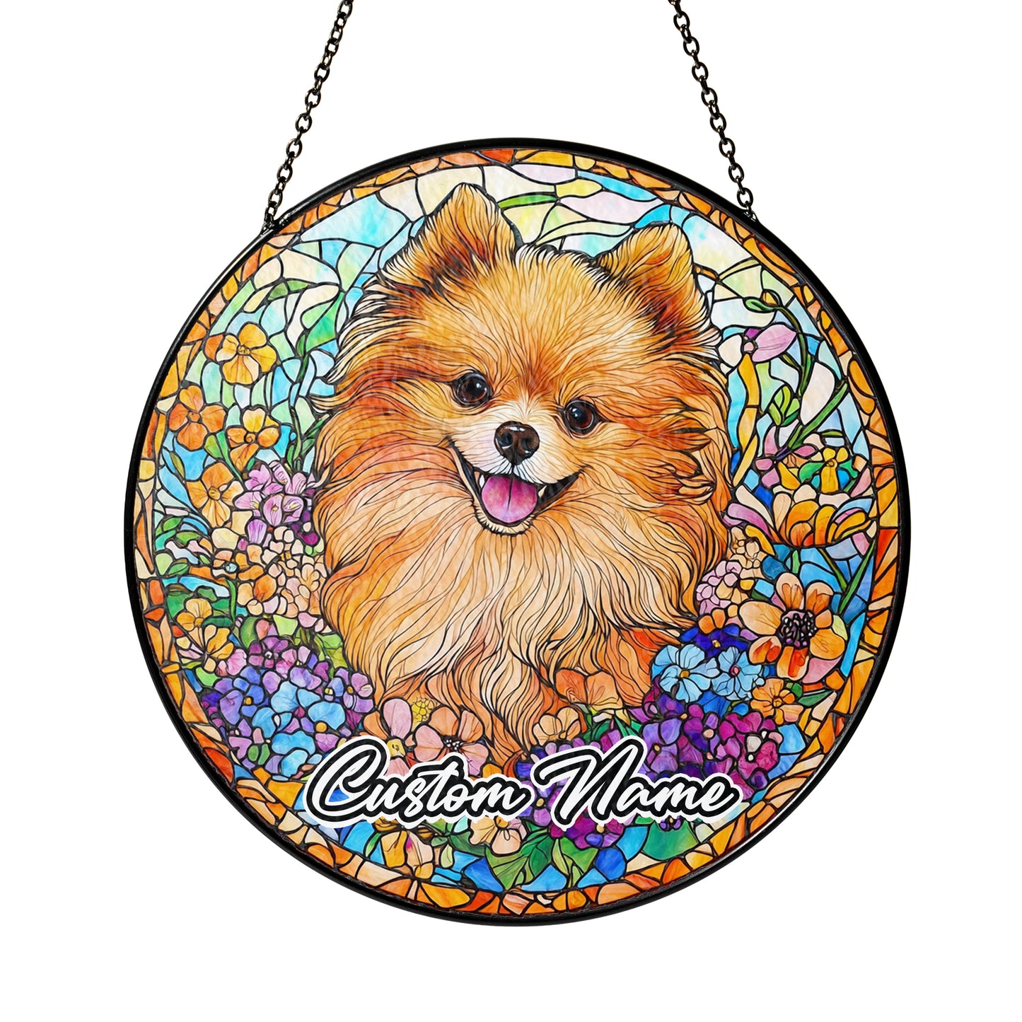 Netecom Personalized Pomeranian Dog Ornament, Custom Pet Memorial Suncatcher, Pet Loss Remembrance Gift, Christmas Decoration