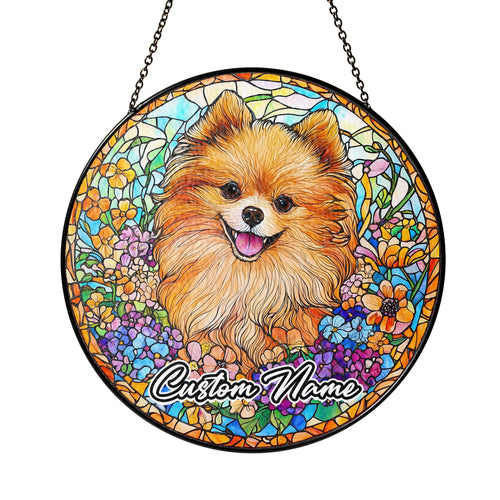 Netecom Personalized Pomeranian Dog Ornament, Custom Pet Memorial Suncatcher, Pet Loss Remembrance Gift, Christmas Decoration