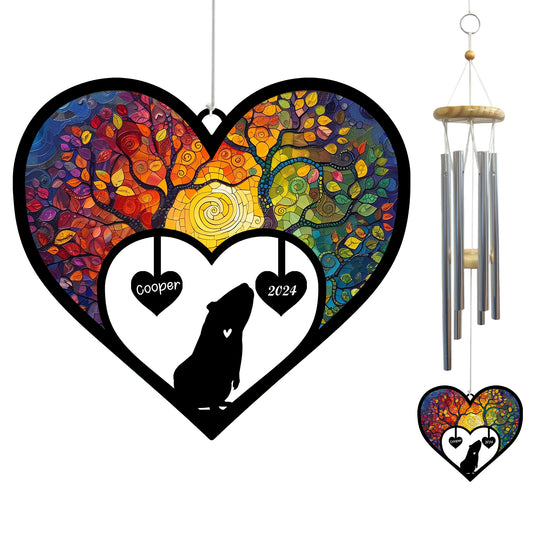 Netecom Personalized Guinea Pig Memorial Wind Chimes, Pet Name Suncatcher, Sympathy Gift for Guinea Pig Lovers, Outdoor Garden Pet Loss Remembrance Decor