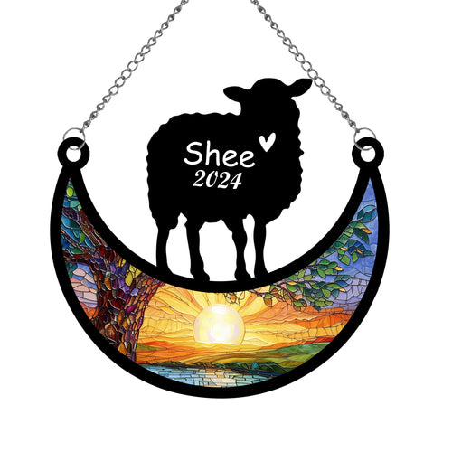 Netecom Personalized Sheep Memorial Suncatcher, Custom Sheep Ornament with Name Date, Pet Loss Remembrance Gifts, Sympathy Gift for Loss of Pet, Bereavement Gifts for Loss of Pet, Grief Gift
