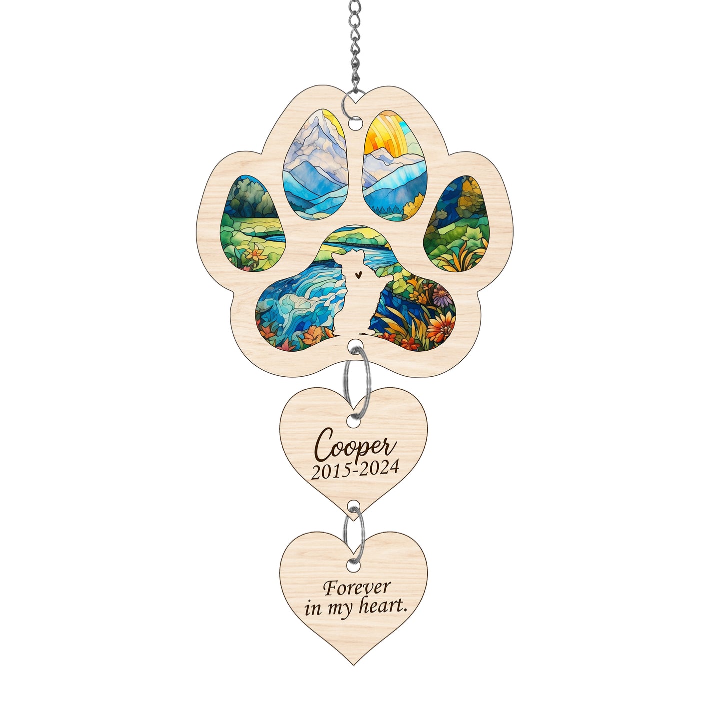 Netecom Personalized Corgi Paw Heart Memorial Suncatcher, Dog Paw Ornament with Name Date, Dog Loss Sympathy Gift, Pet Remembrance Keepsake
