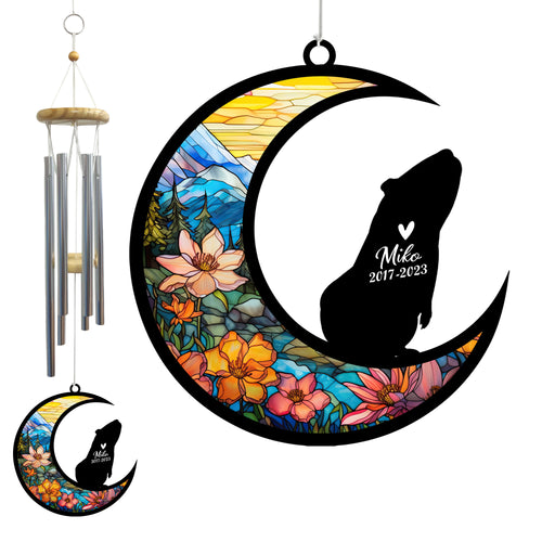 Netecom Guinea Pig Wind Chimes Memorial, Personalized Pet Memorial Windchime for Guinea Pig Suncatcher, Pet Loss Memorial Ornament, Pet Remembrance for Pet Passing Away Sympathy Pet Wind Chimes Outdoor Garden