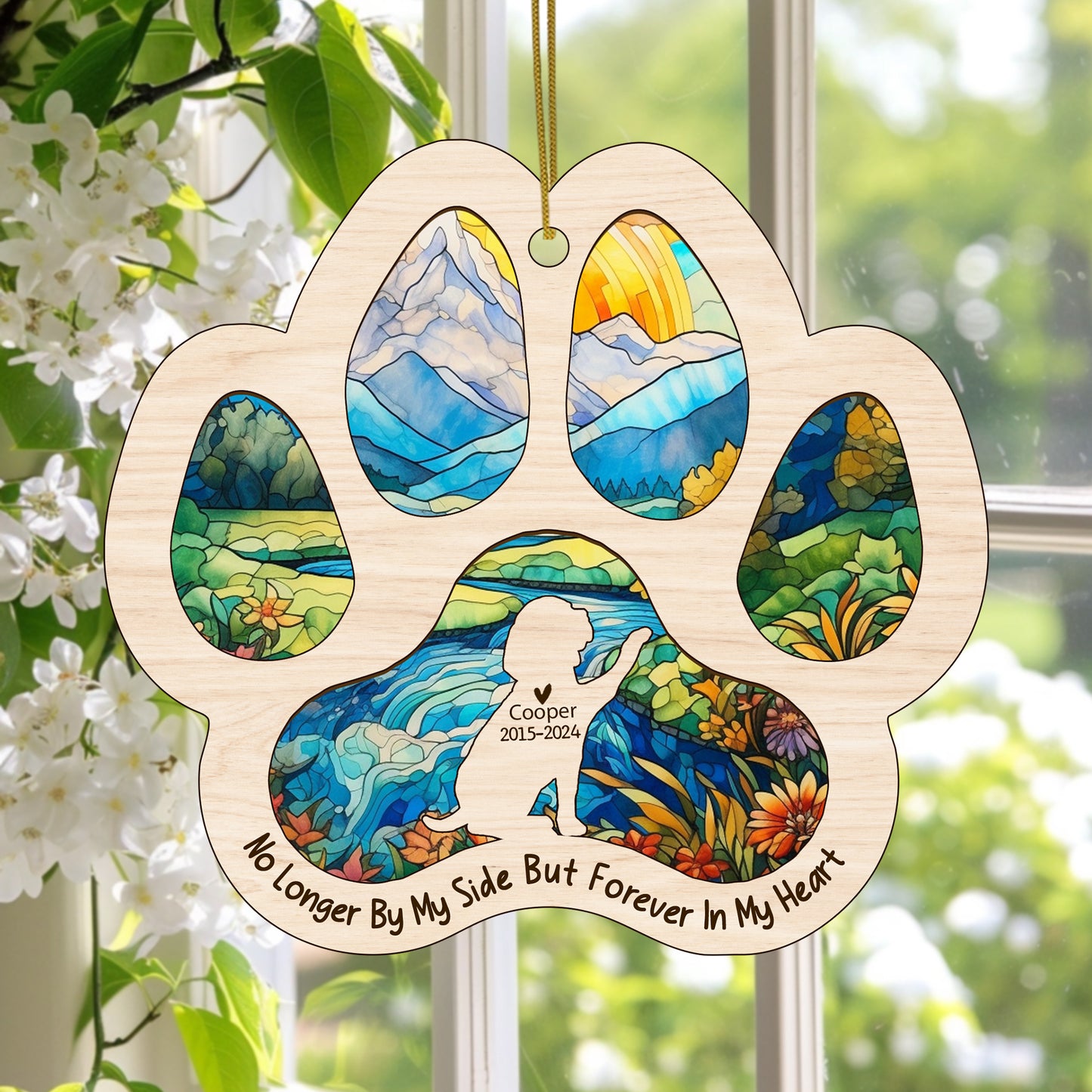 Netecom Personalized Beagle Memorial Suncatcher, Dog Paw Memorial Ornament with Name Date, Dog Loss SunCatcher, Loss of Pet Sympathy Gift, Bereavement Gift for Dog Lovers