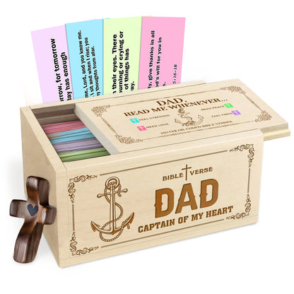 Netecom Bible Verses Box for Dad with Prayer Cross, 150 Upgrade Bible Verse Cards Box Set for Emotions and Feelings, 4 Emotional Themes, Religious Gift for Father, Encouragement & Love
