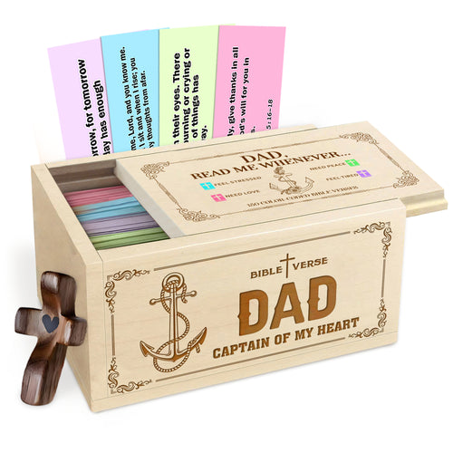 Netecom Bible Verses Box for Dad with Prayer Cross, 150 Upgrade Bible Verse Cards Box Set for Emotions and Feelings, 4 Emotional Themes, Religious Gift for Father, Encouragement & Love