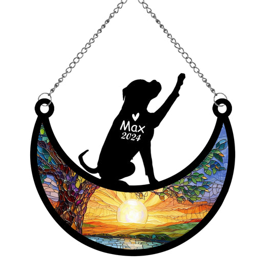 Netecom Personalized Boxer Memorial Suncatcher, Custom Boxer Ornament with Name Date, Dog Loss Sympathy Gift, Pet Loss Remembrance Gifts, Bereavement Gifts for Loss of Pet, Dog Grief Gift