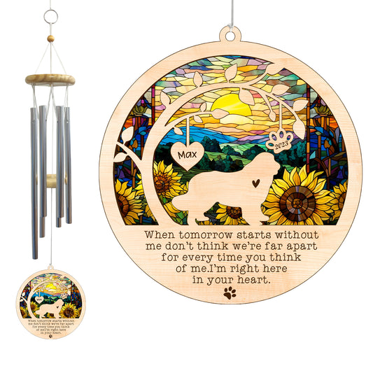 Netecom Newfoundland Dog Wind Chimes Memorial, Personalized Pet Memorial for Dogs Suncatcher, Dog Loss Memorial Ornament, Sympathy Windchime Outside Garden Decor, Loss of Pet Remembrance Gift