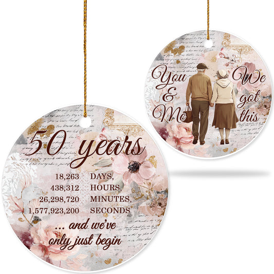 Netecom 50th Anniversary Ornament, 50th Wedding Ornaments Ceramic for Xmas Tree Hanging Decorations Gift, Gifts for Couple Husband Wife, Home Decor