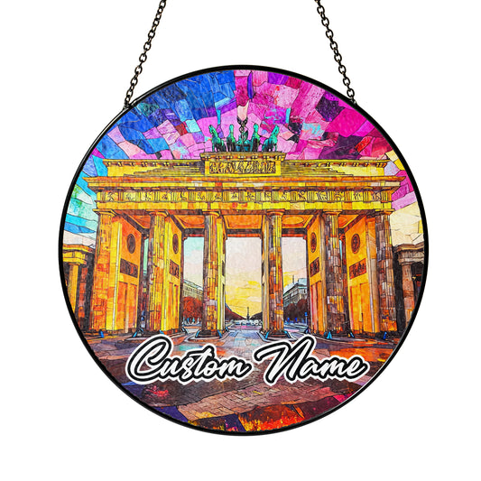 Netecom Berlin Gate Stained Glass Sun Catcher – Personalized Germany Landmark Ornament, Custom Home Decor & Cultural Gift