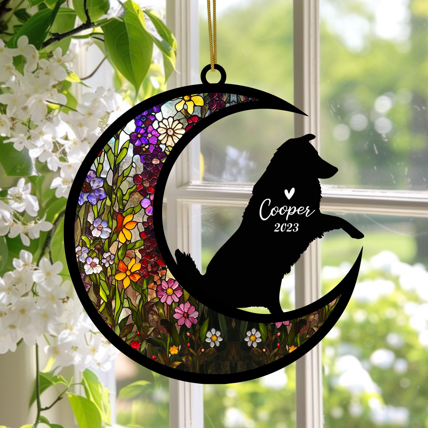 Netecom Australian Shepherd Dog Memorial Suncatcher, Personalized with Name Date Dog Suncatcher, Pet Loss Suncatcher, Bereavement Gift Dog, Remembrance Gift, Loss of Pet Sympathy Gifs Dog Lovers