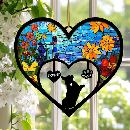 Netecom Corgi Dog Memorial Suncatcher, Personalized Corgi Memorial with Name Date, Dog Passing Away Gift, Loss of Dog Sympathy Gift, Dog Remembrance Gift, Dog Lovers Gift