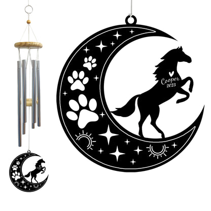 Netecom Horse Wind Chimes Memorial, Personalized Pet Memorial Windchime for Horse Suncatcher, Pet Condolences Gift for Loss of Horse, Pet Remembrance Gift, Sympathy Pet Wind Chimes Outdoor Garden