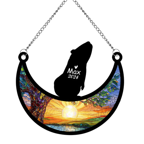 Netecom Personalized Guinea Pig Memorial Suncatcher, Custom Guinea Pig Ornament with Name Date, Pet Loss Sympathy Gift, Remembrance Gifts for Pet Loss, Guinea Pig Grief Gift