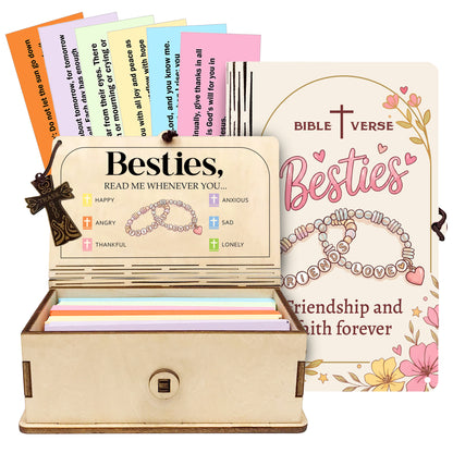 Netecom Bible Verse Box for Besties – 150 Color-Coded Scriptures with Christian Friendship Devotion, Includes Mini Cross, Faith Encouragement Gift for Women & Girls