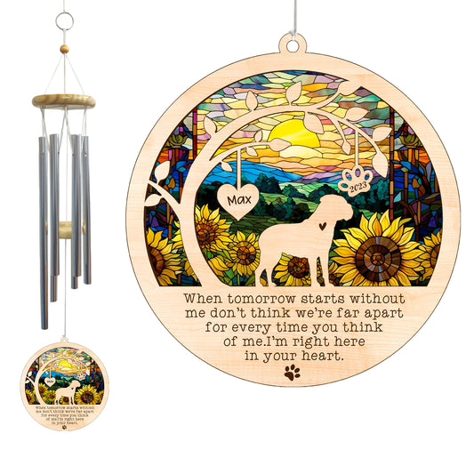 Netecom Bullmastiff Dog Wind Chimes Memorial, Personalized Pet Memorial Wind Chimes for Dogs Suncatcher, Dog Loss Memorial Ornament, Sympathy Windchime Outside Garden Decor, Loss of Pet Remembrance Gift