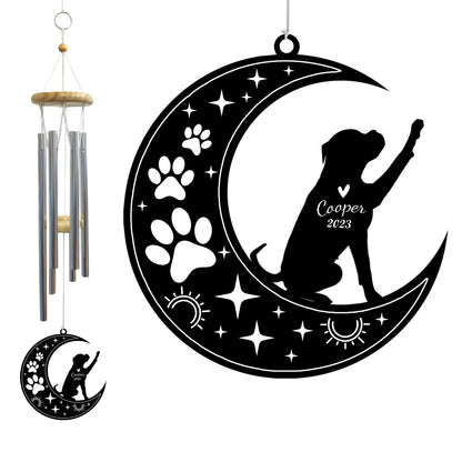 Netecom Boxer Dog Wind Chimes Memorial, Personalized Pet Memorial Windchime for Dog Suncatcher, Pet Condolences Gift for Loss of Dog, Pet Remembrance Gift, Sympathy Pet Wind Chimes Outdoor Garden