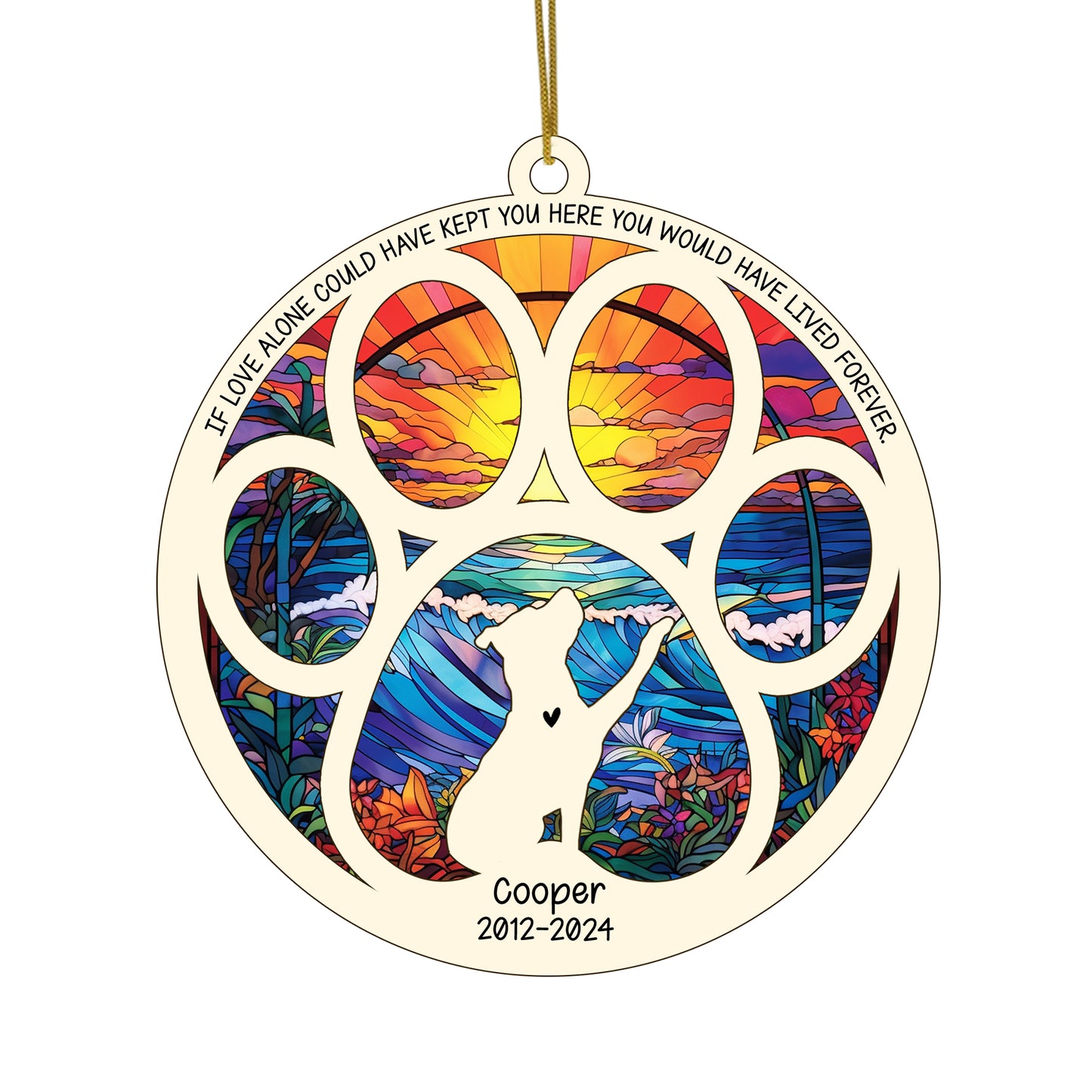 Netecom Personalized Pitbull Dog Paw Memorial Suncatcher with Name Date, Pet Loss Sympathy Gift, Remembrance Keepsake for Dog Lovers