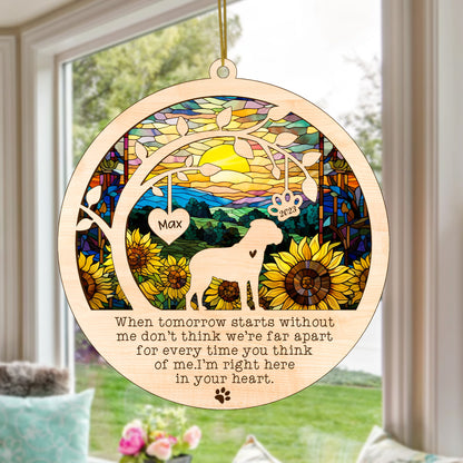 Netecom Personalized Bullmastiff Dog Memorial Suncatcher, Christmas Ornament with Name Date, Pet Loss Sun Catcher, Dog Memorial Ornament, Bereavement Sympathy Gift for Dog Lovers