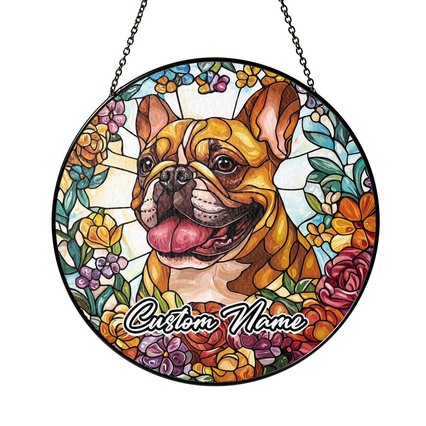 Netecom Personalized French Bulldog Ornament, Custom Memorial Suncatcher, Pet Loss Remembrance Gift, Christmas Decoration