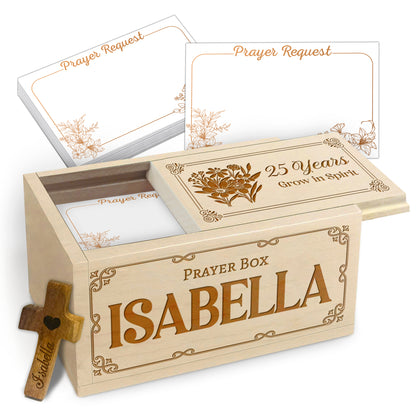 Netecom Personalized Birthday Prayer Box with Custom Name & Age, Christian Birthday Gift with Cross and 100 Prayer Request Cards, Faith Keepsake Grow in Spirit
