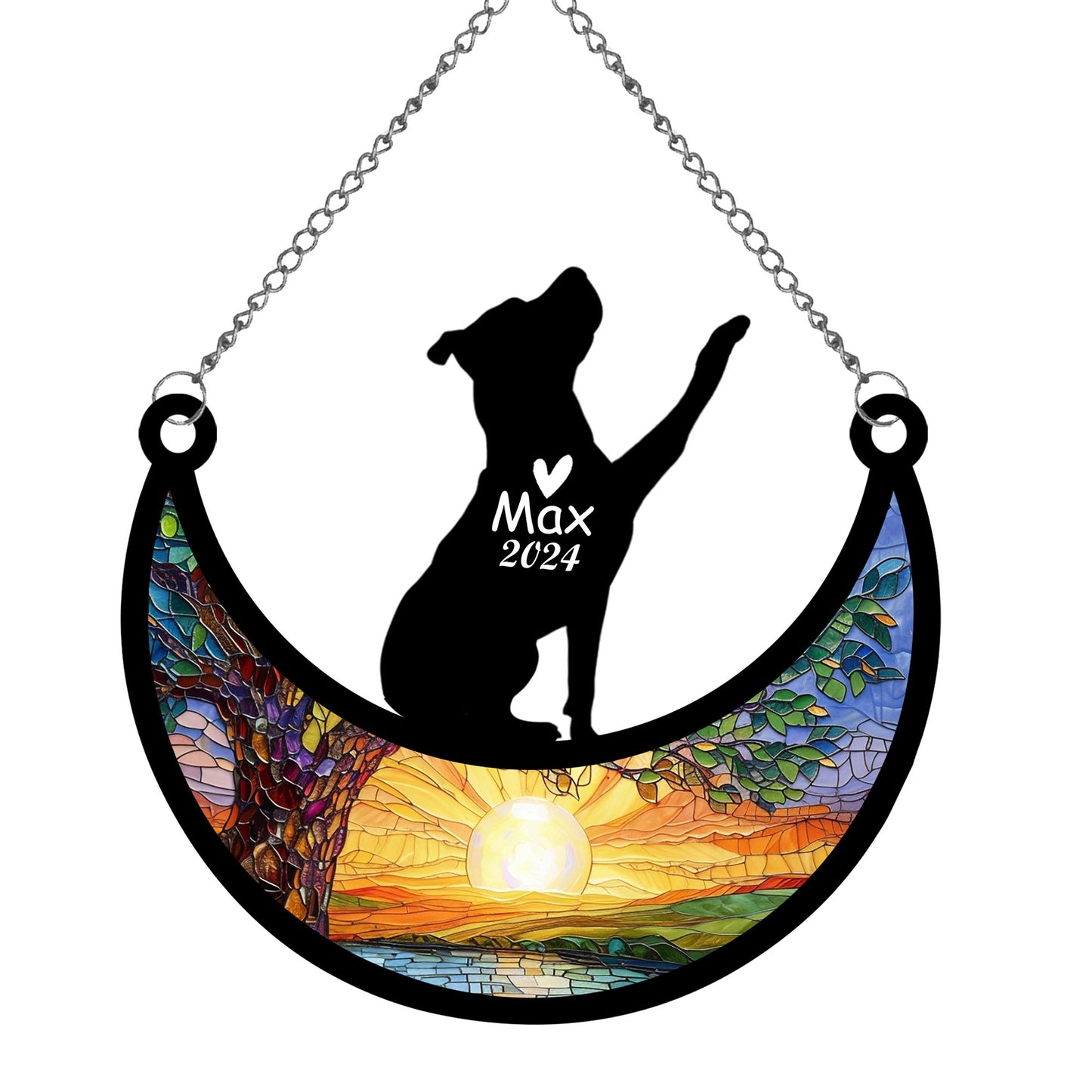 Netecom Personalized Pitbull Memorial Suncatcher, Custom Pitbull Ornament with Name Date, Dog Loss Sympathy Gift, Pet Loss Remembrance Gifts, Bereavement Gifts for Loss of Pet, Dog Grief Gift