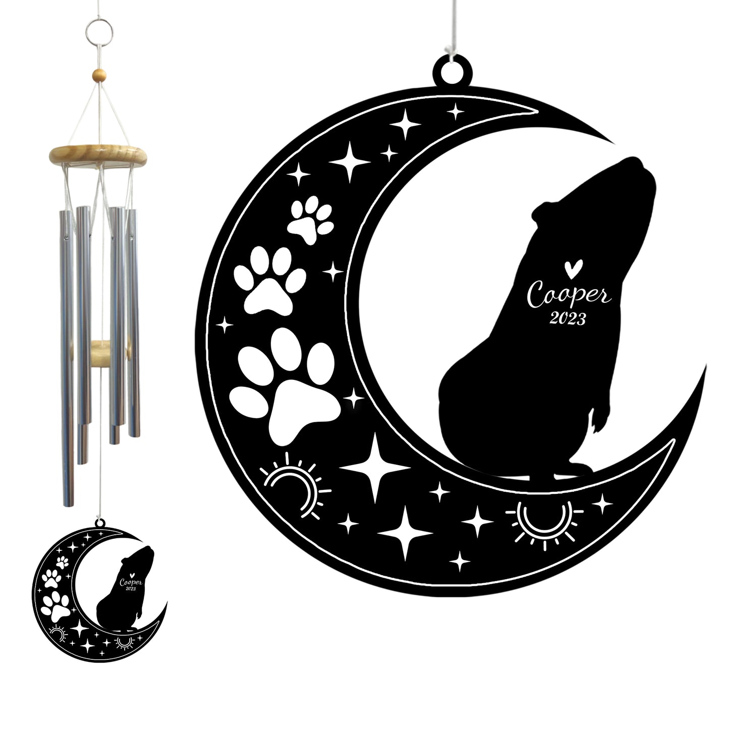 Netecom Guinea Pig Wind Chimes Memorial, Personalized Pet Memorial Windchime for Guinea Pig Suncatcher, Pet Condolences Gift for Loss of Guinea Pig, Sympathy Pet Wind Chimes Outdoor Garden