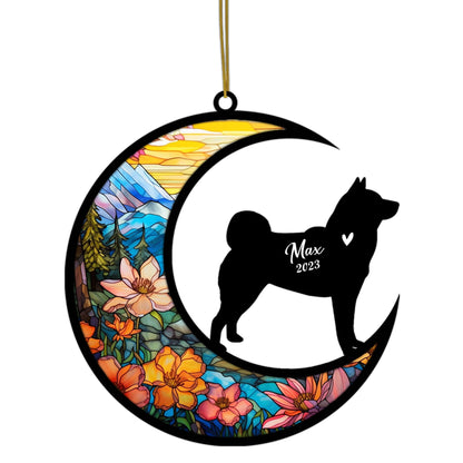 Netecom Personalized Akita Memorial Suncatcher - Dog Loss Sympathy Gift with Name & Date - Akita Christmas Ornament & Pet Bereavement Keepsake