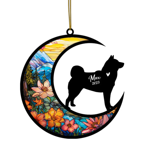 Netecom Personalized Akita Memorial Suncatcher - Dog Loss Sympathy Gift with Name & Date - Akita Christmas Ornament & Pet Bereavement Keepsake