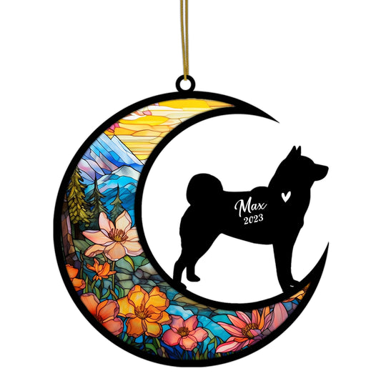 Netecom Personalized Akita Memorial Suncatcher - Dog Loss Sympathy Gift with Name & Date - Akita Christmas Ornament & Pet Bereavement Keepsake