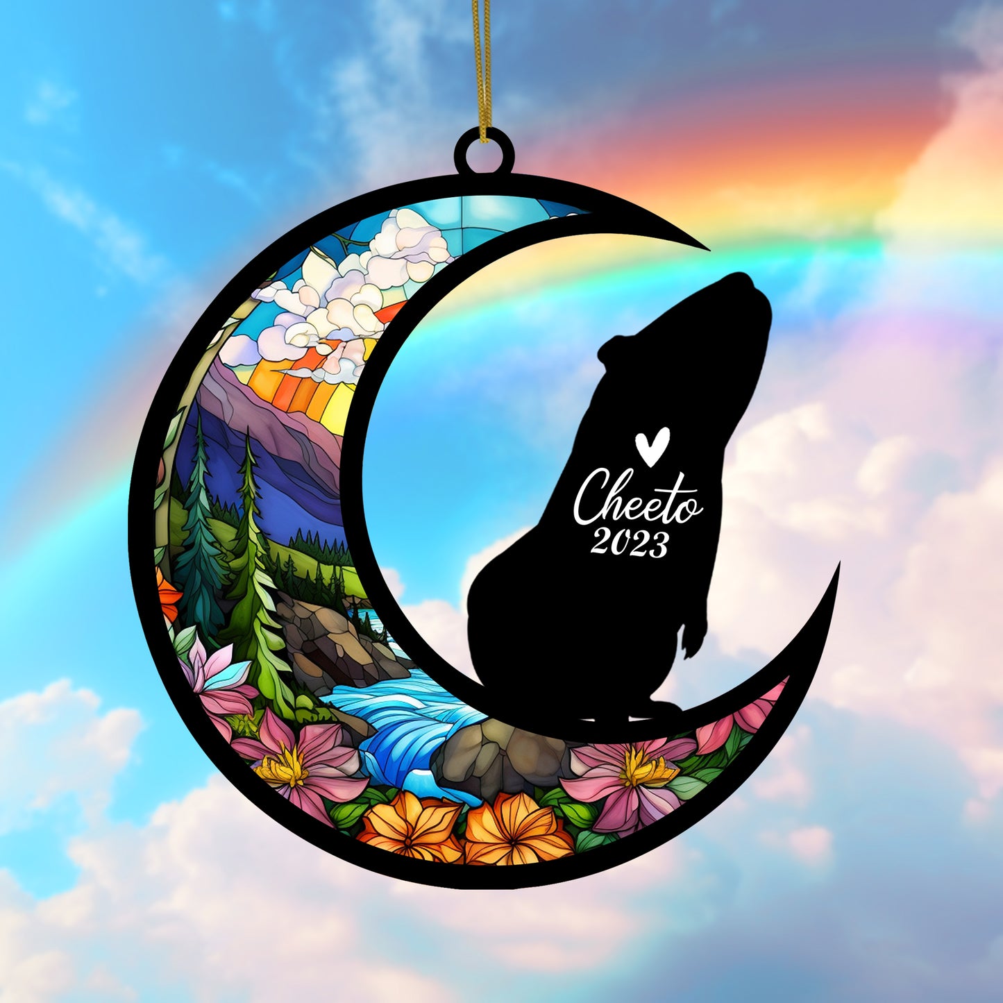 Netecom Personalized Guinea Pig Memorial Suncatcher, Bereavement Gift for Guinea Pig, Christmas Ornament with Name, Pet Loss Stained Glass Gift for Guinea Pig Lovers, Loss of Guinea Pig Sympathy and Grief Gift
