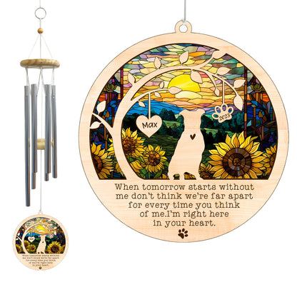 Netecom Staffordshire Bull Terrier Dog Wind Chimes Memorial, Personalized Pet Memorial for Dogs Suncatcher, Dog Loss Memorial Ornament, Sympathy Windchime Outside Garden Decor, Loss of Pet Remembrance Gift