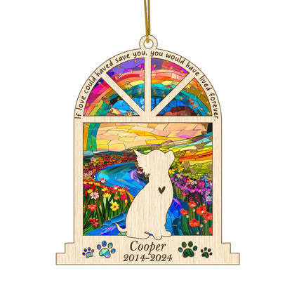 Netecom Personalized Chihuahua Memorial Window Ornament, Custom Dog Memorial Ornament with Name Date, Pet Loss Remembrance Gift, Dog Passing Away Keepsake