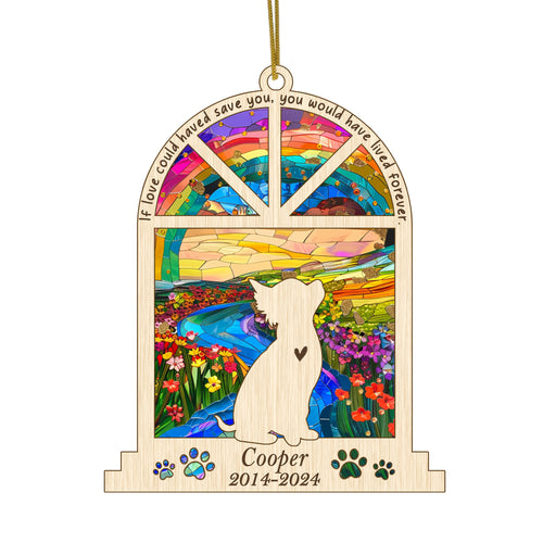 Netecom Personalized Chihuahua Memorial Window Ornament, Custom Dog Memorial Ornament with Name Date, Pet Loss Remembrance Gift, Dog Passing Away Keepsake