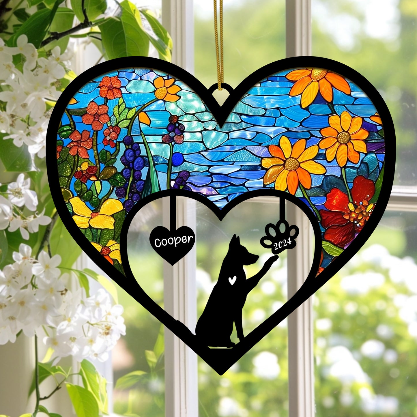 Netecom German Shepherd Memorial Suncatcher, Personalized German Shepherd Memorial with Name Date, Dog Passing Away Gift, Loss of Dog Sympathy Gift, Dog Remembrance Gift, Dog Lovers Gift