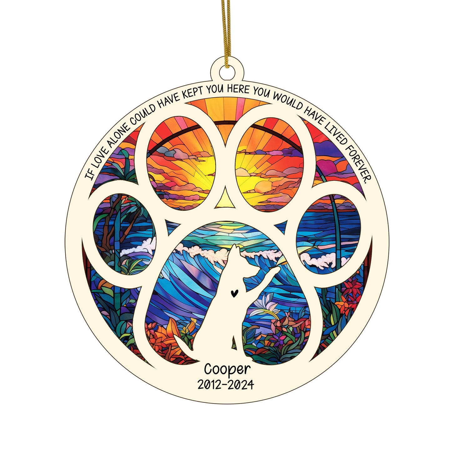 Netecom Personalized German Shepherd Dog Paw Memorial Suncatcher with Name Date, Pet Loss Sympathy Gift, Bereavement Gift for Dog Lovers