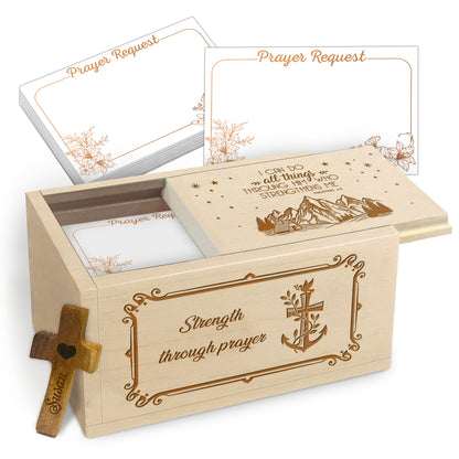 Netecom Personalized Prayer Box with Custom Name Cross, 100 Prayer Request Cards, Christian Gift for Daily Faith and Spiritual Reflection