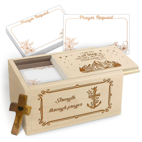 Netecom Personalized Prayer Box with Custom Name Cross, 100 Prayer Request Cards, Christian Gift for Daily Faith and Spiritual Reflection