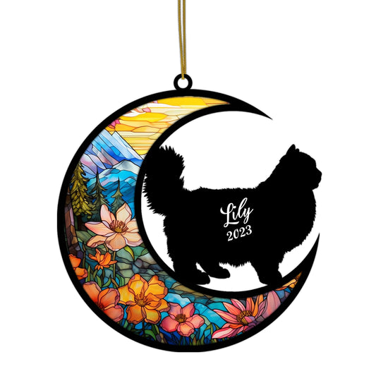 Netecom Personalized Ragdoll Cat Memorial Suncatcher - Custom with Name & Date - Pet Loss Light Catcher - Christmas Cat Ornament for Window & Car Decor