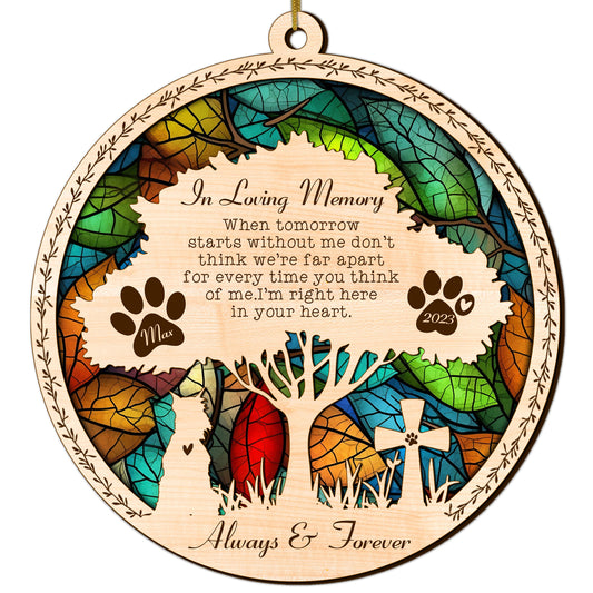 Netecom Personalized Schnauzer Memorial Suncatcher, Schnauzer Dog Memorial Gift with Name Date, Pet Loss Light Catcher, Bereavement Gift Dog Memorial Ornament Loss of Pet Sympathy Gift for Dog Lover