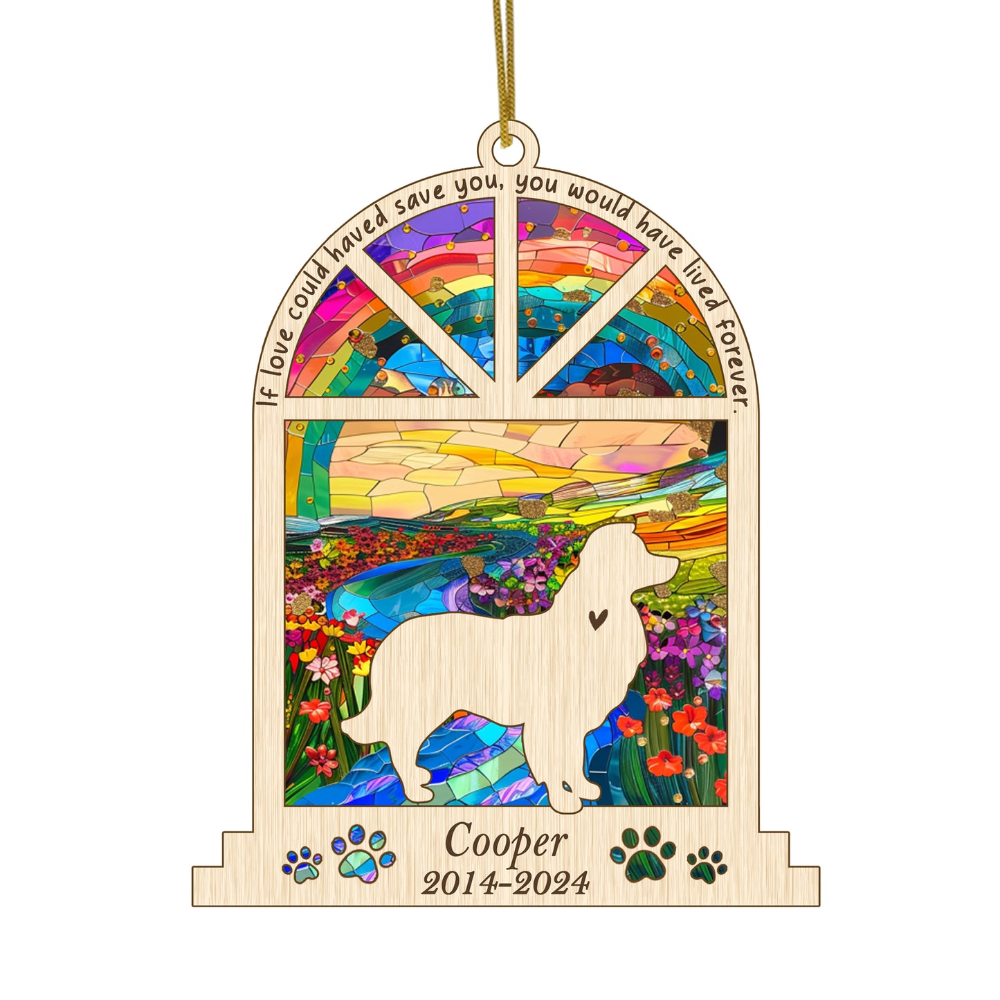 Netecom Personalized Border Collie Memorial Window Ornament, Custom Dog Memorial Ornament with Name Date, Pet Loss Sympathy Gift, Remembrance Keepsake