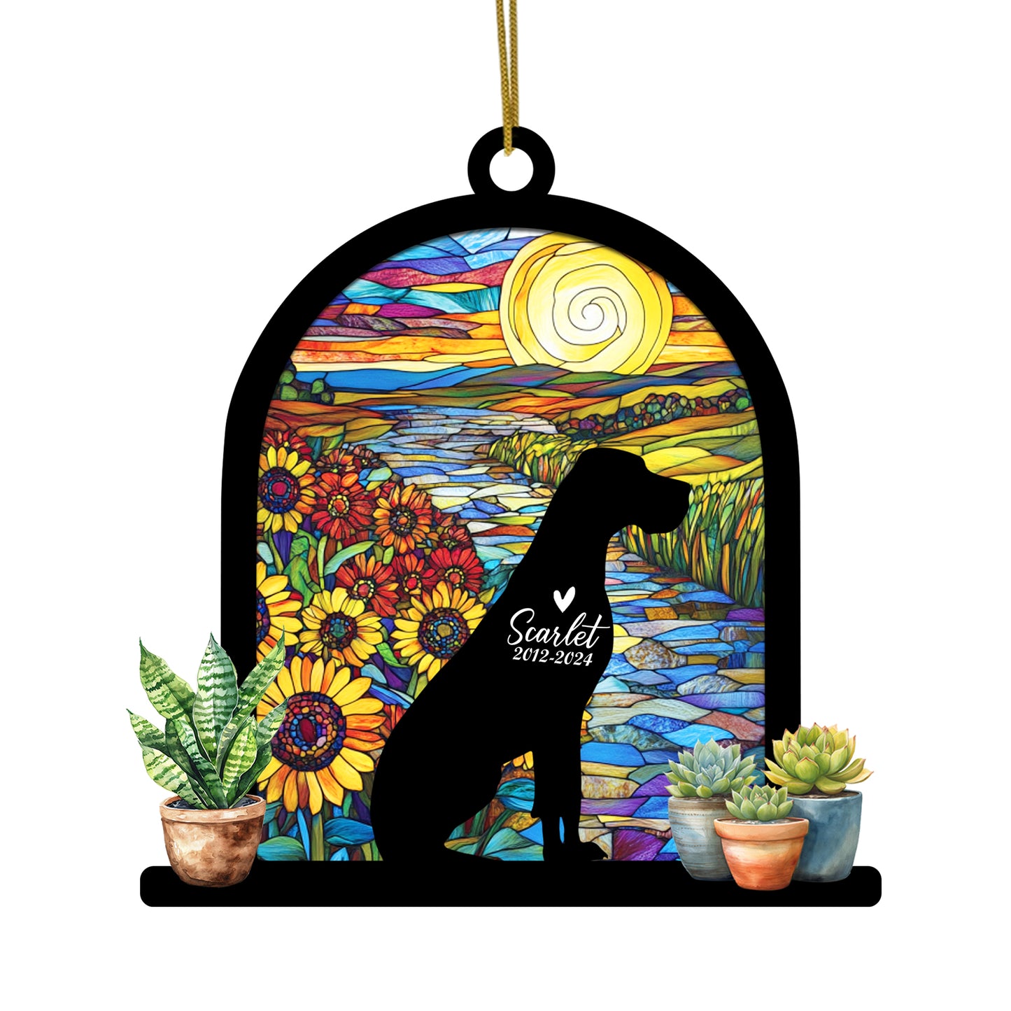 Netecom Personalized Great Dane Memorial Suncatcher, Custom Great Dane Ornament with Name Date, Dog Loss Sympathy Gift, Pet Loss Remembrance Gifts, Bereavement Gifts for Loss of Pet, Passing Away