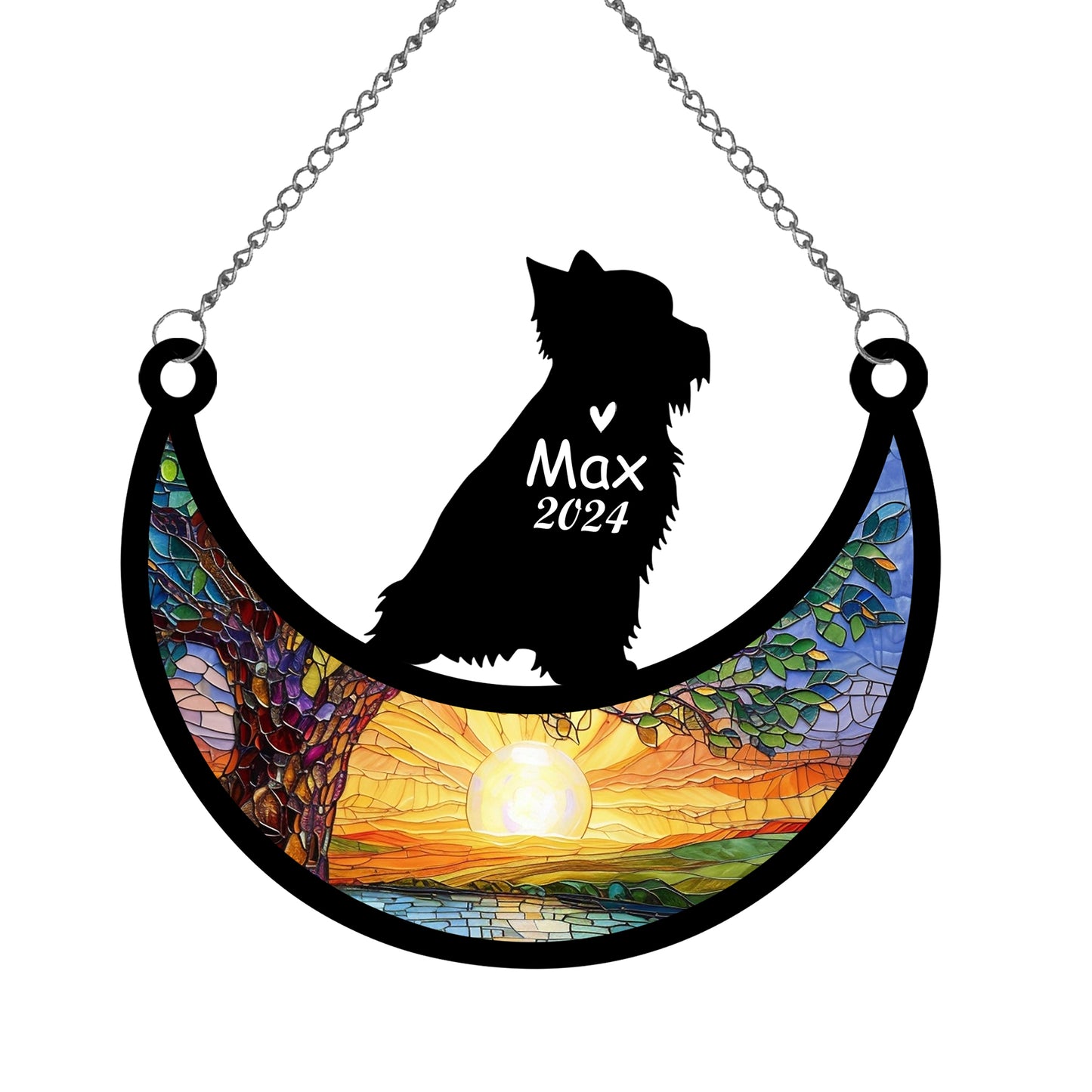 Netecom Personalized Yorkshire Terrier Memorial Suncatcher, Custom Yorkshire Terrier Ornament with Name Date, Dog Loss Sympathy Gift, Pet Loss Remembrance Gifts, Bereavement Gifts for Loss of Pet, Dog Grief Gift