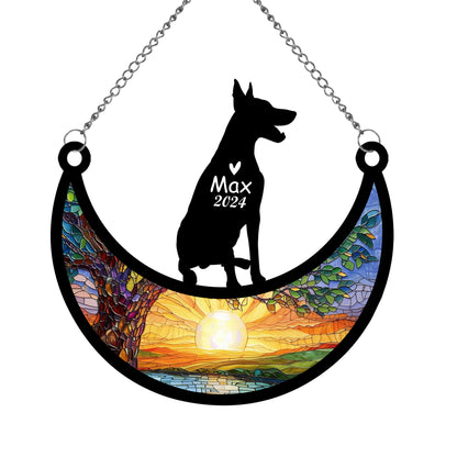 Netecom Personalized Doberman Memorial Suncatcher, Custom Doberman Ornament with Name Date, Dog Loss Sympathy Gift, Pet Loss Remembrance Gifts, Bereavement Gifts for Loss of Pet, Dog Grief Gift