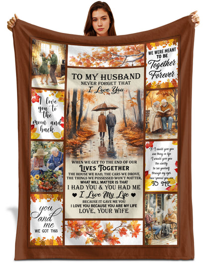 Netecom Personalized To My Husband Blanket from Wife, Romantic Love Letter Throw Blanket for Couch, Bed or Sofa, Birthday Gift for Husband, Wedding Anniversary or Valentine’s Day Present
