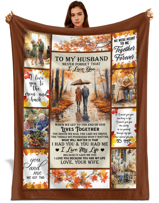 Netecom Personalized To My Husband Blanket from Wife, Romantic Love Letter Throw Blanket for Couch, Bed or Sofa, Birthday Gift for Husband, Wedding Anniversary or Valentine’s Day Present