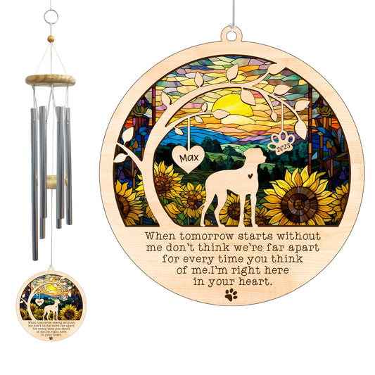 Netecom Rhodesian Ridgeback Dog Wind Chimes Memorial, Personalized Pet Memorial for Dogs Suncatcher, Dog Loss Memorial Ornament, Sympathy Windchime Outside Garden Decor, Loss of Pet Remembrance Gift