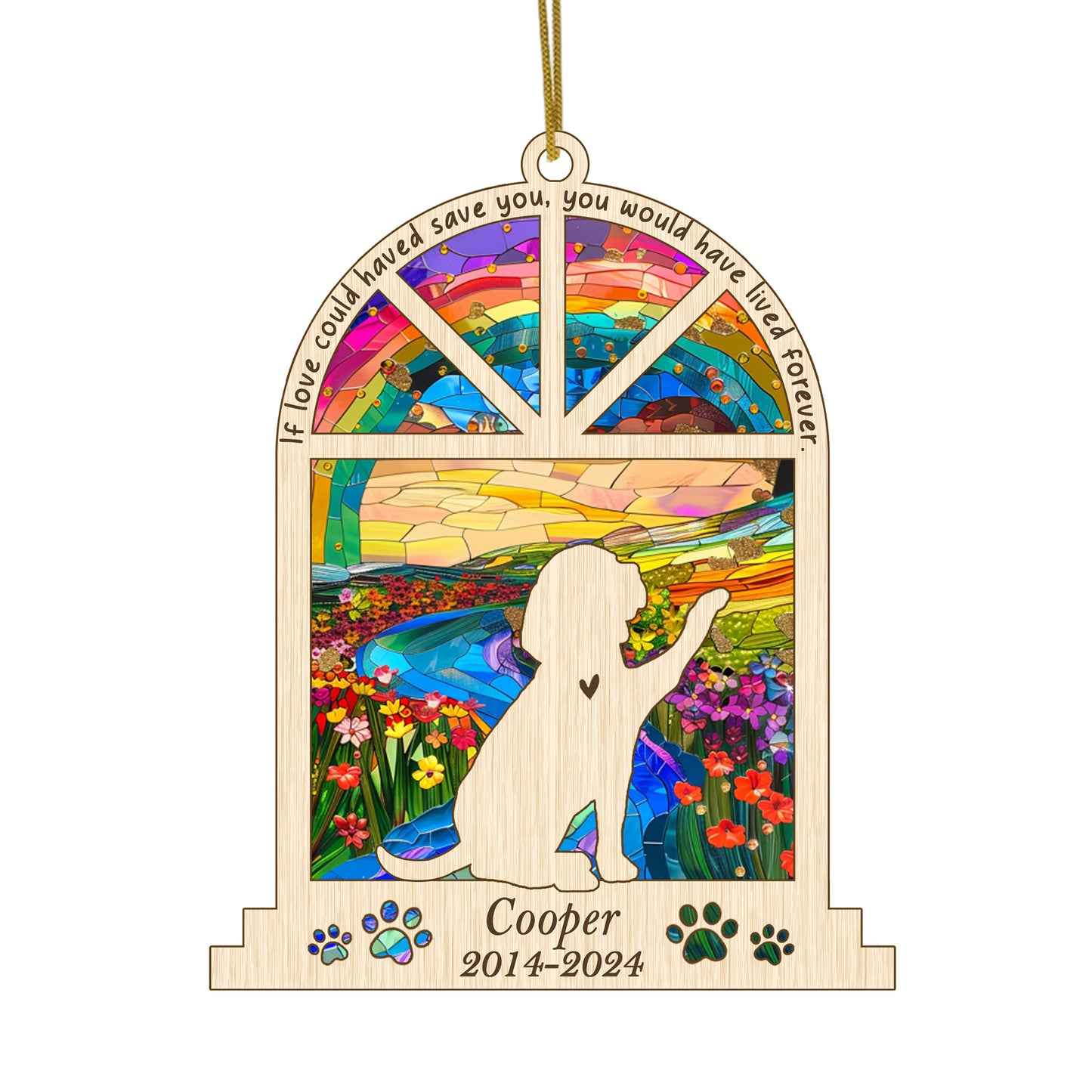 Netecom Personalized Beagle Memorial Window Ornament, Custom Beagle Dog Ornament with Name Date, Pet Loss Remembrance Gift, Sympathy Gift for Dog Lovers
