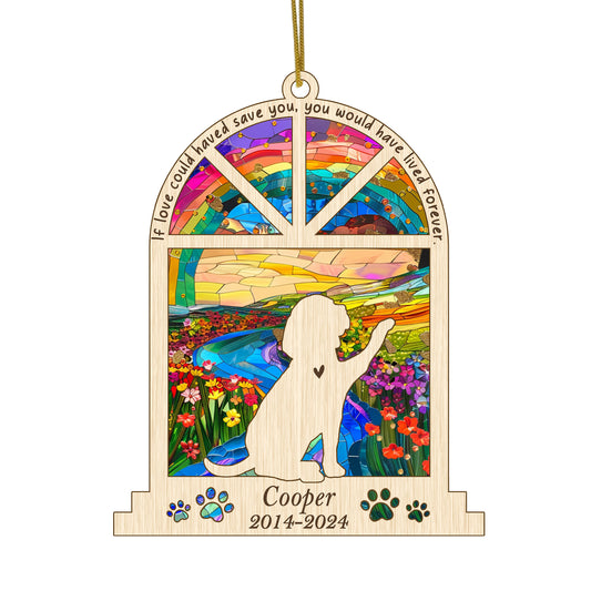 Netecom Personalized Beagle Memorial Window Ornament, Custom Beagle Dog Ornament with Name Date, Pet Loss Remembrance Gift, Sympathy Gift for Dog Lovers
